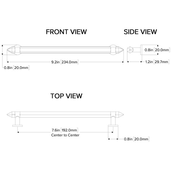 Spire Cabinet Pull, 192mm 7 9/16in Center To Center, Oil Rubbed Bronze